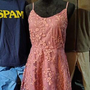 Floral Lace Pink Dress